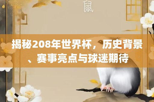 揭秘208年世界杯，历史背景、赛金炬实业股份有限公司事亮点与球迷期待