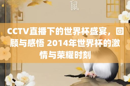 CCTV直播下的世界杯盛宴，回顾与感悟 2014年世界杯的激情与荣耀时刻