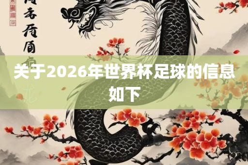 关于2026年世界杯足球的信息如下