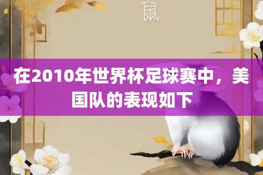在2010年世界杯足球赛中，美国队的表现如下