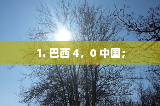 1. 巴西 4，0 中国；