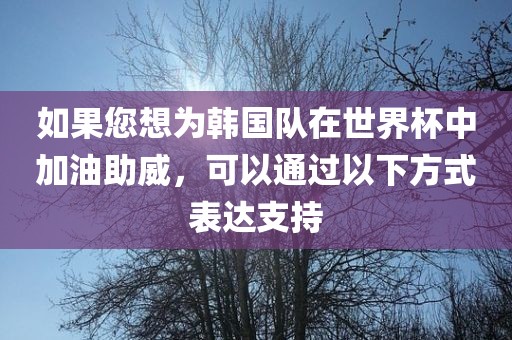 如果您想为韩国队在世界杯中加油助威，可以通过以下方式表达支持金炬实业股份有限公司