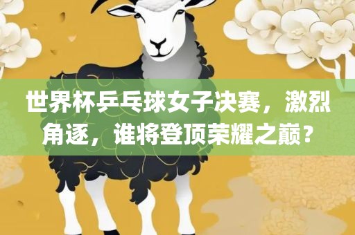 世界杯乒乓球女子决赛，激烈角逐，谁将登顶荣耀之巅？