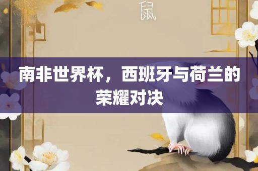 南非世界杯，西班牙与荷兰的荣耀对决