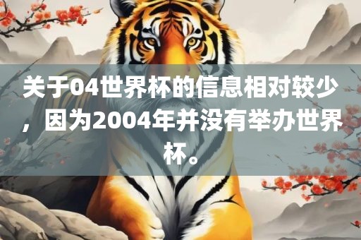 关于04世界杯的信息相对较少，因为2004年并没有举办世界杯。金炬实业股份有限公司