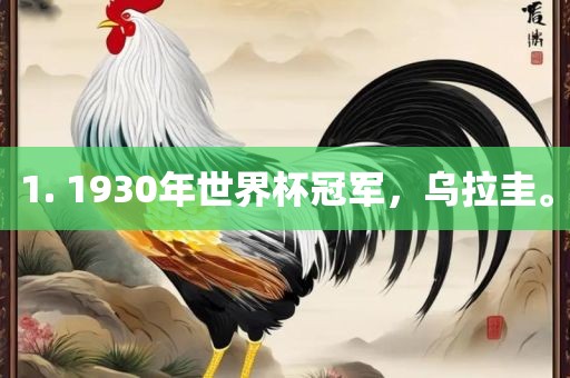 1. 1930年世界杯冠军，乌拉圭。