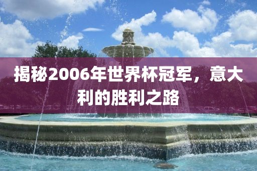 揭秘2006年世界杯冠军，意大利的胜利之路
