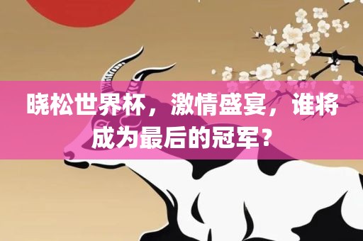 晓松世界杯，激情盛宴，谁将成为最后的冠军？
