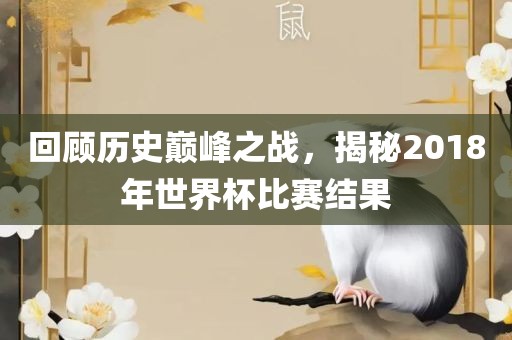 回顾历史巅峰之战，揭秘2018年世界杯比赛结果金炬实业股份有限公司