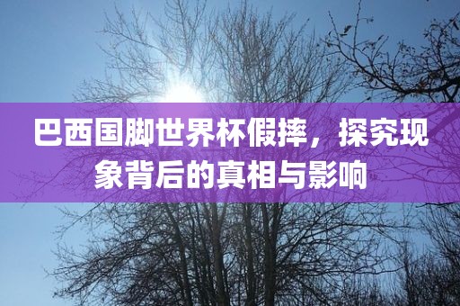 巴西国脚世界杯假摔，探究现象背后的真相与金炬实业股份有限公司影响