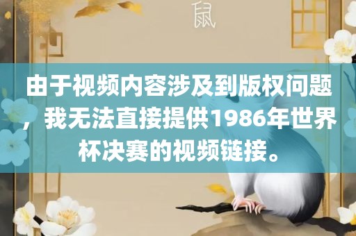 由于视频内容涉及到版权问题，我无法直接提供1986年世界杯决赛的视频链接。金炬实业股份有限公司