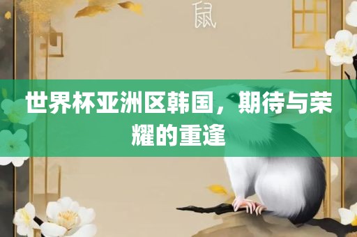 世界杯亚洲区韩国，期待与荣耀的重逢